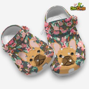 Floral French Bulldog Clogs - Women's & Men's Garden Shoes - Image 2