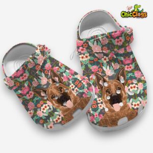 Floral German Shepherd Clogs - Dog Print Shoes - Image 2