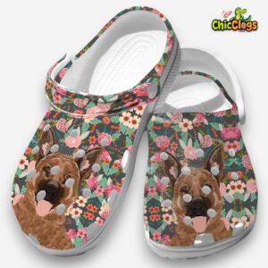 Floral German Shepherd Clogs - Dog Print Shoes - Image 4