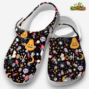 Halloween Boo Print Clogs - Spooky Pattern Shoes - Image 3