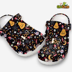Halloween Boo Print Clogs - Spooky Pattern Shoes - Image 4