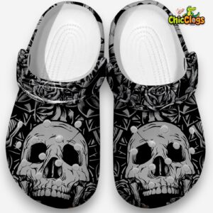 Skull Clogs - Horror Face Print - Scary Halloween Shoes - Image 4