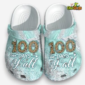 100 Days Yall Leopard Shoes Crocbland Clog Gift - Image 1