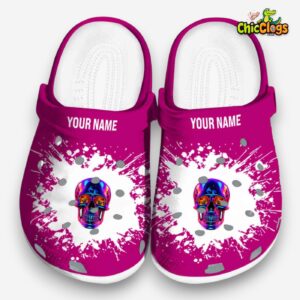Skull Neon Classic Crocs For Men, Women, Kids - Image 4