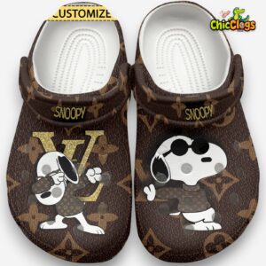 Snoopy Cartoon Louis Vuitton Pattern Classic Crocs For Men, Women, Kids - Image 2