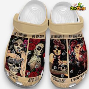 Sugar Skull Girl Be Strong Humble clog Shoes - Image 1