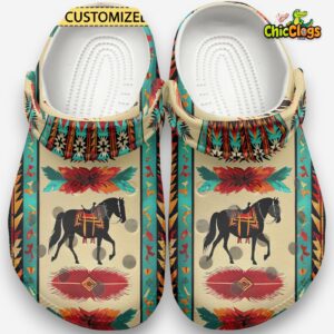 Tribal Horse Pattern Classic Crocs For Men, Women, Kids - Image 2