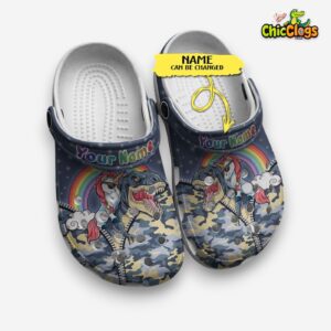 Unicorn Riding Dinosaur Classic Crocs For Men, Women, Kids - Image 3