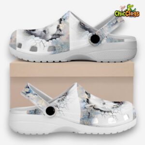 White Wolf Animal Classic Crocs For Men, Women, Kids - Image 1