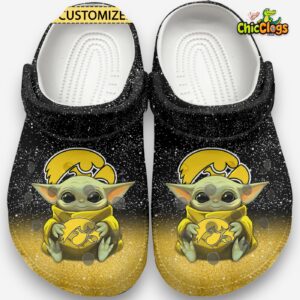 Baby Yoda And Iowa Hawkeyes NCAA Sport Classic Crocs For Men, Women, Kids - Image 2