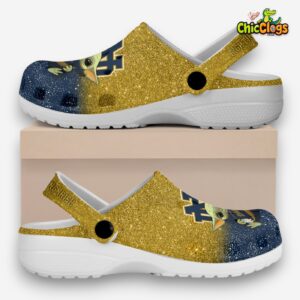 Baby Yoda And Ireland Notre Dame Fighting NCAA Sport Classic Crocs For Men, Women, Kids - Image 1