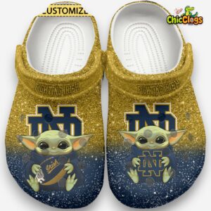 Baby Yoda And Ireland Notre Dame Fighting NCAA Sport Classic Crocs For Men, Women, Kids - Image 2