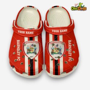 Barnsley F.C. Printed Pattern Football Crocs Clogs - League One Design - Image 2