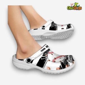 Baseball Patterned Crocs Clogs - Stylish and Comfortable Footwear - Image 1