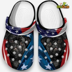 Black Pug Dog Classic Crocs For Men, Women, Kids - Image 1