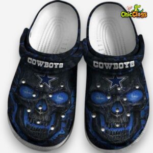 NFL Dallas Cowboys Skull Classic Crocs For Men, Women, Kids - Image 1