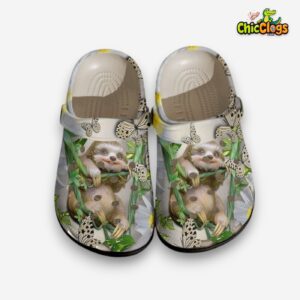 Butterfly Sloth Tree Gift For Lover Rubber clog Shoes Comfy Footwear - Image 1