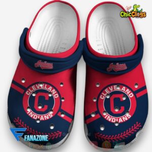Cleveland Guardians Classic Red Navy MLB Crocs with Printed Design - Image 1