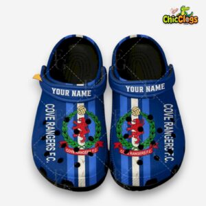 Cove Rangers FC SPFL Printed Pattern Clogs - Stylish Football Themed Footwear - Image 1