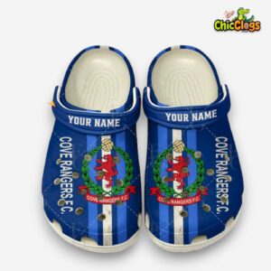 Cove Rangers FC SPFL Printed Pattern Clogs - Stylish Football Themed Footwear - Image 2