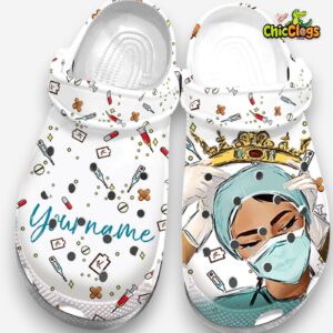 Custom Name Nurse Queen Clogs Shoes - Image 1