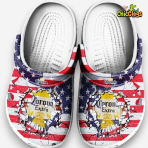 Drink Corona Extra American Flag Broken Brick clog Shoes Comfy Footwear - Image 1