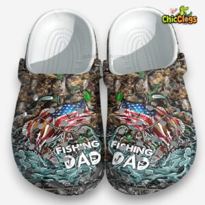 Fishing Dad Vintage Croc Shoes Gift Grandpa Father Day Fishing Father Shoes Customize - Image 1