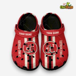 Fleetwood Town F.C. Printed Pattern Clogs - League One Football Design - Image 1