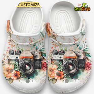 Floral Camera Hobby Classic Crocs For Men, Women, Kids - Image 2