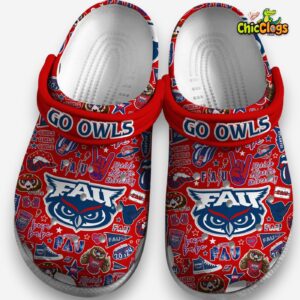 Florida Atlantic Owls NCAA Printed Design Crocs Clogs - Unique Pattern Footwear - Image 1