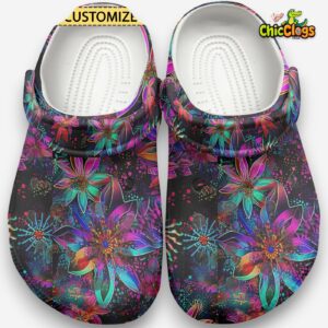 Flower Artwork Classic Crocs For Men, Women, Kids - Image 1