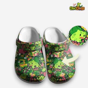 Grass Type Pokemon Pattern Clogs, Green Clogs - Image 1