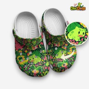 Grass Type Pokemon Pattern Clogs, Green Clogs - Image 3