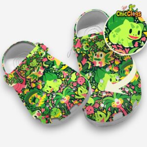 Grass Type Pokemon Pattern Clogs, Green Clogs - Image 4