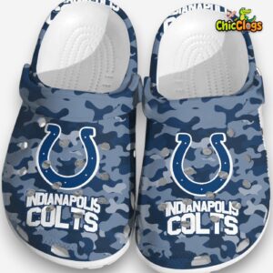 Indianapolis Colts NFL Camouflage Pattern Clogs - Comfortable Crocs for Men & Women - Image 1