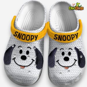 Knit Effect Snoopy Cartoon Classic Crocs For Men, Women, Kids - Image 3