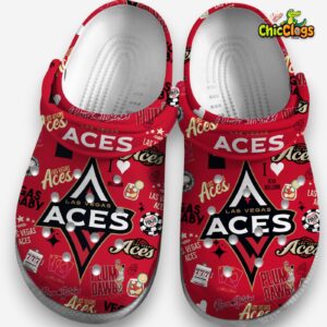 Las Vegas Aces WNBA Printed Pattern Clogs - Stylish Crocs Design - Image 3