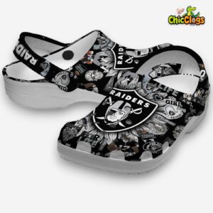 Las Vegas Raiders Printed Pattern Clogs - NFL Design Crocs for Fans - Image 1