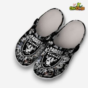 Las Vegas Raiders Printed Pattern Clogs - NFL Design Crocs for Fans - Image 2