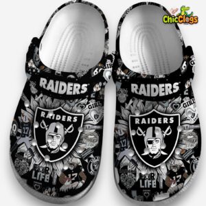 Las Vegas Raiders Printed Pattern Clogs - NFL Design Crocs for Fans - Image 3