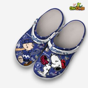Los Angeles Dodgers Snoopy Peanuts Cartoon Crocs - MLB Sport Design Shoes - Image 2
