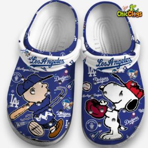 Los Angeles Dodgers Snoopy Peanuts Cartoon Crocs - MLB Sport Design Shoes - Image 4