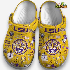 LSU Tigers NCAA Sport Classic Crocs For Men, Women, Kids - Image 1