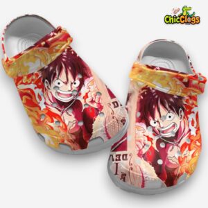 Luffy Clogs Red And White ,One Piece Crocs - Image 1
