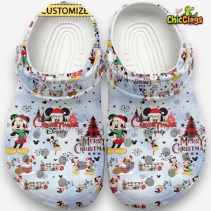 Merry Christmas Mickey Mouse Disney Cartoon Classic Crocs For Men, Women, Kids - Image 2