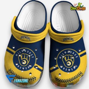Milwaukee Brewers Classic Crocs - Yellow Navy MLB Design for Sports Fans - Image 1