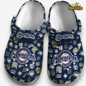 Milwaukee Brewers Printed Pattern Crocs Clogs - Stylish Fan Footwear - Image 3