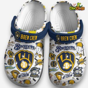 Milwaukee Brewers Printed Pattern Crocs Clogs - Stylish Fan Footwear - Image 4