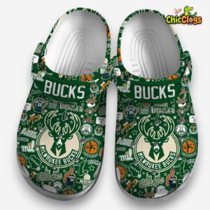 Milwaukee Bucks Printed Pattern Clogs - NBA Basketball Design Crocs - Image 1