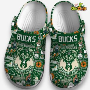 Milwaukee Bucks Printed Pattern Clogs - NBA Basketball Design Crocs - Image 2